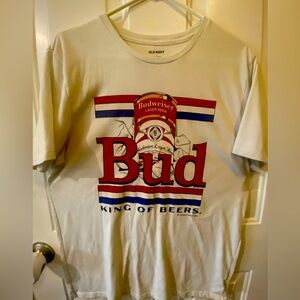 White old navy men's Budweiser shirt.